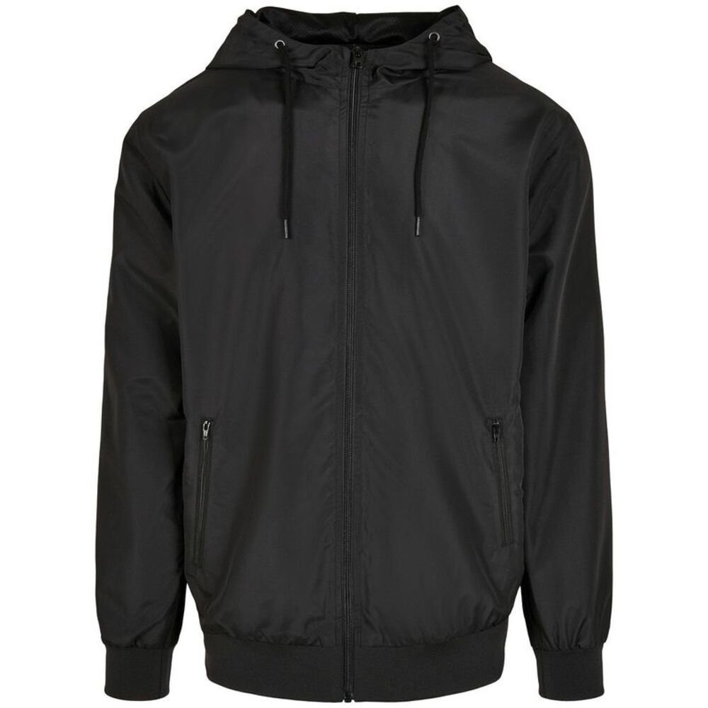 Build Your Brand Mens Windrunner Recycled Jacket / Black